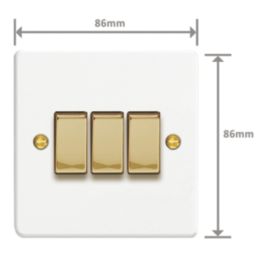 Varilight  10A 3-Gang 2-Way Light Switch  Chalk White