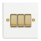 Varilight  10A 3-Gang 2-Way Light Switch  Chalk White