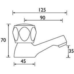 Bristan Club Chrome 70mm Deck Mounted Round Head 2 Tap Holes Bath Pillar Tap