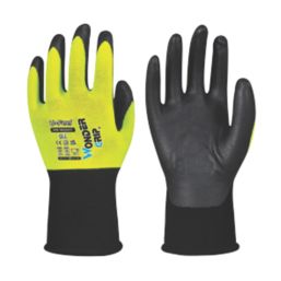 Wonder Grip WG-1855HY U-FEEL Protective Work Gloves High-Viz Yellow / Black Large