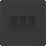 British General Evolve 20 A  16AX 3-Gang 2-Way Light Switch  Matt Black with Black Inserts
