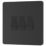 British General Evolve 20 A  16AX 3-Gang 2-Way Light Switch  Matt Black with Black Inserts