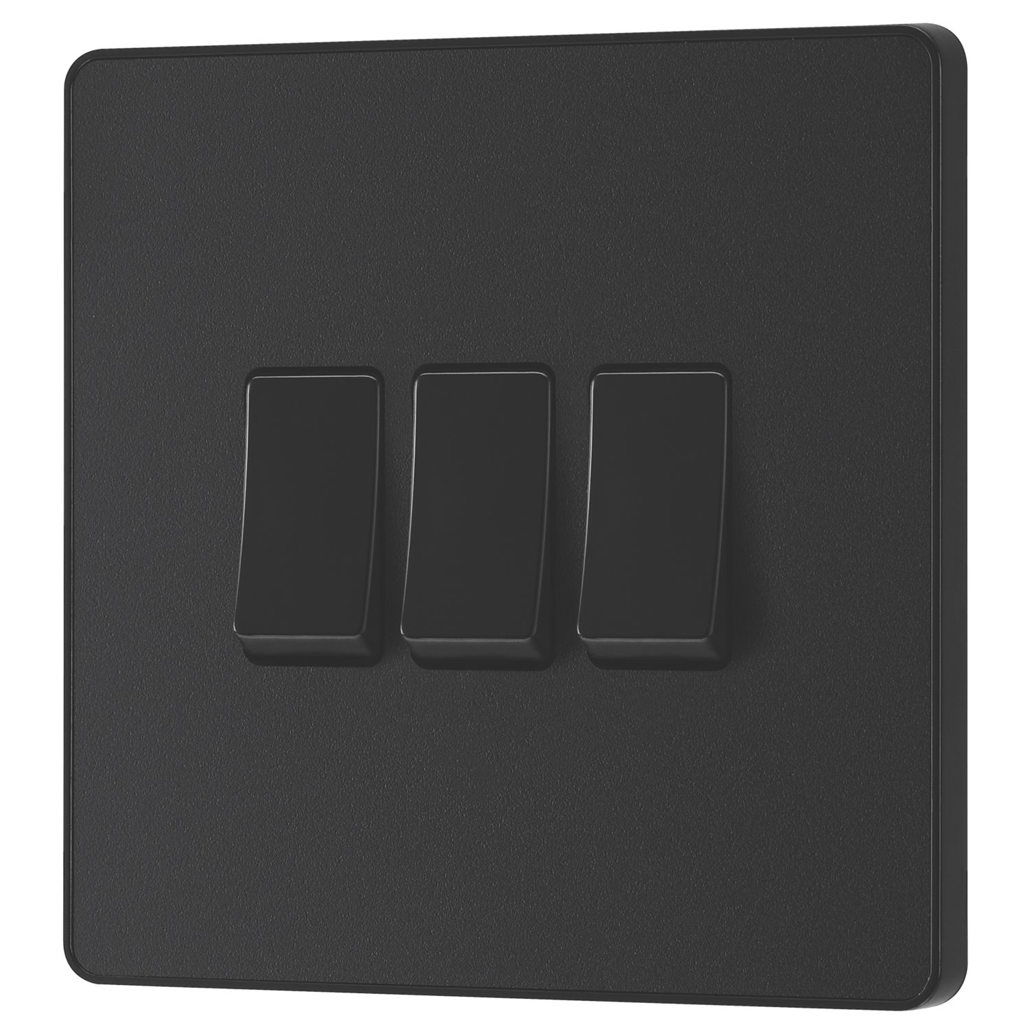 British General Evolve 20 A 16AX 3-Gang 2-Way Light Switch Matt Black with Black Inserts (632PY)