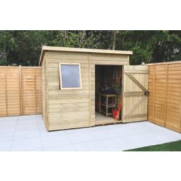 Forest Timberdale 8' x 6' 6" (Nominal) Pent Tongue & Groove Timber Shed with Base