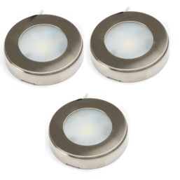 VEW Galaxy Round LED Cabinet Lights Steel 2.6W 192lm 3 Pack
