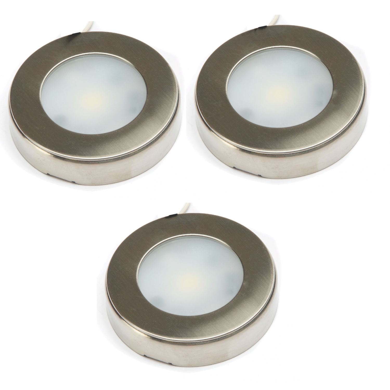 VEW Galaxy Round LED Cabinet Lights Steel 2.6W 192lm 3 Pack (632TW)