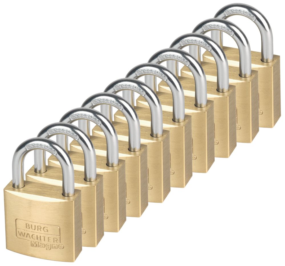 Burg-Wachter  Brass Keyed Alike    Padlocks 30mm 10 Pack