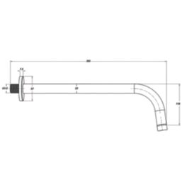 ETAL Pinto Round Wall Mounted Shower Arm Chrome 365mm x 22mm