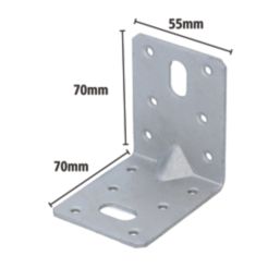 Magnodur Reinforced Angle Brackets Silver 70mm x 70mm x 55mm 10 Pack