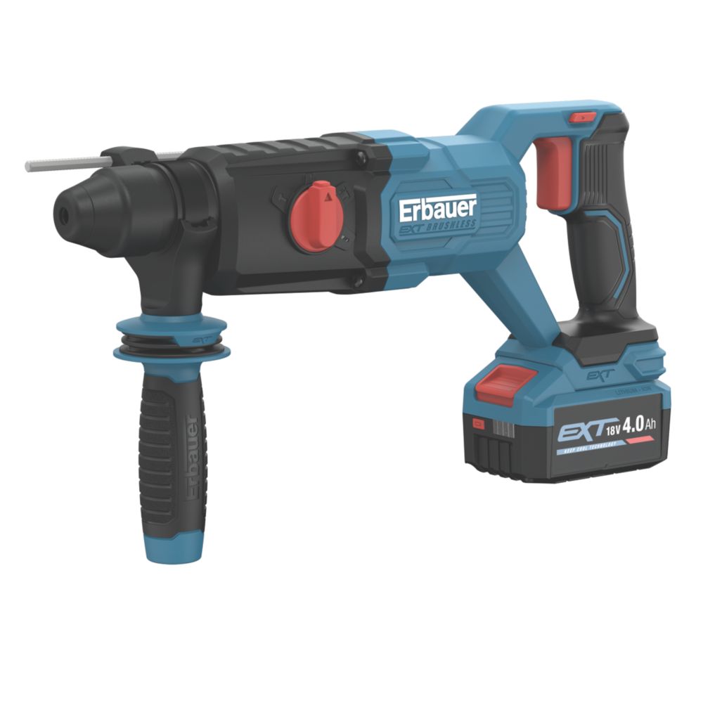 Erbauer ERi1079sds 3.1kg 18V 1 x 4.0Ah Li-Ion EXT Brushless Cordless SDS Plus Dril - Free