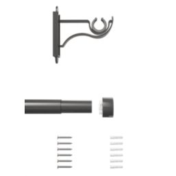 Rothley Polished Gunmetal Extendable Curtain Pole w/ Stud Finials 28mm x 71-120cm