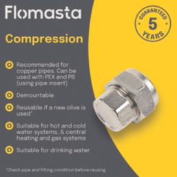 Flomasta  Chrome-Plated Brass Compression Stop End 22mm