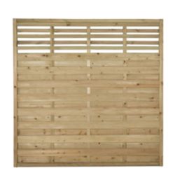 Forest Kyoto  Slatted Top Fence Panels Natural Timber 6' x 6' Pack of 4