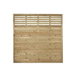 Forest Kyoto  Slatted Top Fence Panels Natural Timber 6' x 6' Pack of 4