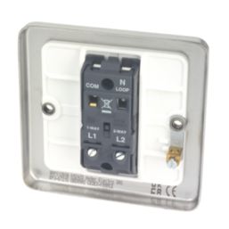 Hager Sollysta WRPS12BSW 10AX 1-Gang 2-Way Light Switch  Brushed Steel with White Inserts