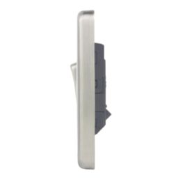Hager Sollysta WRPS12BSW 10AX 1-Gang 2-Way Light Switch  Brushed Steel with White Inserts