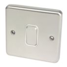 Hager Sollysta WRPS12BSW 10AX 1-Gang 2-Way Light Switch  Brushed Steel with White Inserts