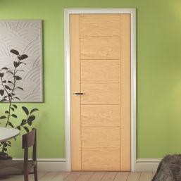 Green & Taylor 7-Door Satin Lacquered Oak Wooden Horizontal Pattern Internal Fire FD30 Door 1981mm x 762mm