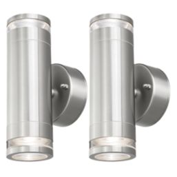 4lite Marinus Outdoor Up & Down Wall Light Silver 2 Pack