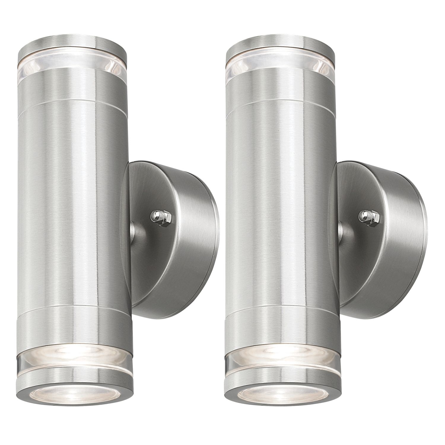4lite Marinus Outdoor Up & Down Wall Lights Silver 2 Pack (633GR)