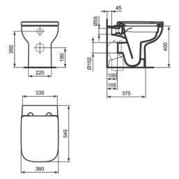 Ideal Standard i.life A WC Unit Quartz Grey Matt 600mm x 845mm x 835mm