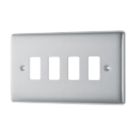 British General Nexus Grid 4-Module Grid Faceplate Brushed Steel