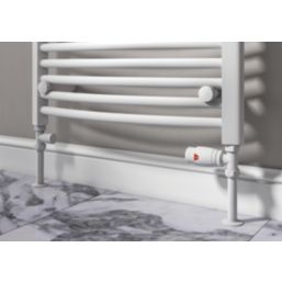 ETAL Danva 15mm x 1/2" Matt White Straight Modern Thermostatic Radiator Valve & Lockshield