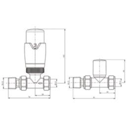 ETAL Danva 15mm x 1/2" Matt White Straight Modern Thermostatic Radiator Valve & Lockshield