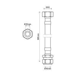 Essentials Flexible Tap Connector 15mm x 1/2" x 300mm
