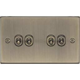Knightsbridge  10AX 4-Gang 2-Way Light Switch  Antique Brass