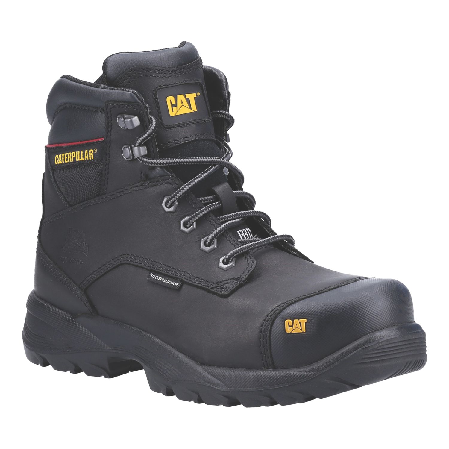 CAT Spiro Size 12 Black Waterproof Steel Toe Cap Safety Boots (634XK)