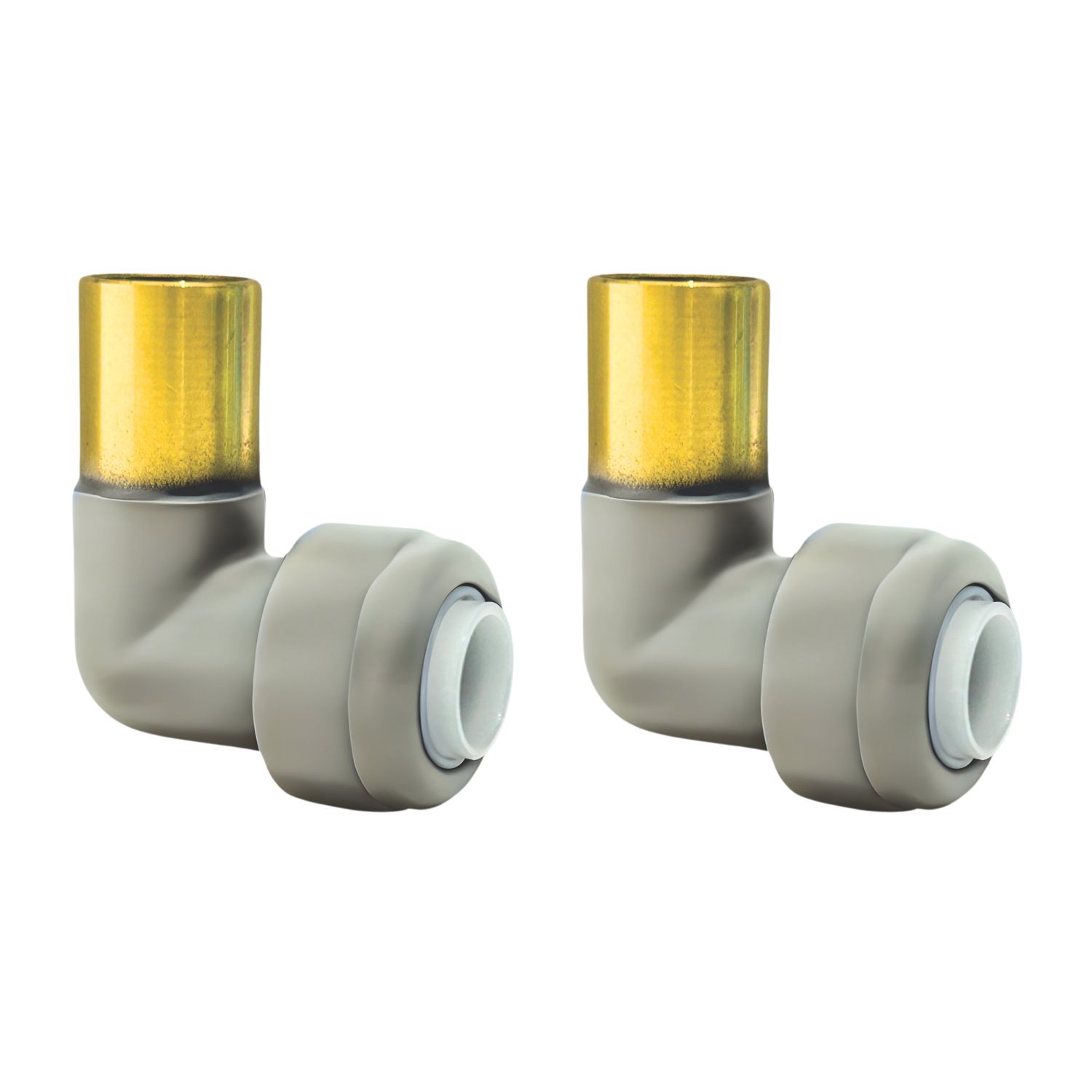 ETAL Brass Push-Fit Reducing 90° Anthracite Stem Elbow F 10mm x M 15mm 2 Pack (634YU)