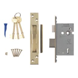 Smith & Locke Fire Rated  Stainless Brass BS 5-Lever Mortice Sashlock 66mm Case - 45mm Backset