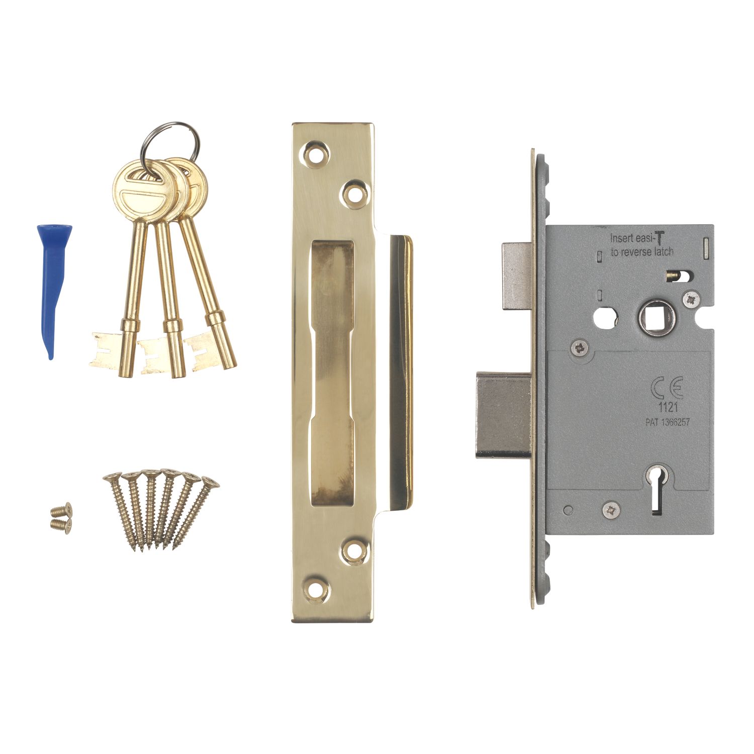 Smith & Locke Fire Rated Stainless Brass BS 5-Lever Mortice Sashlock 66mm Case - 45mm Backset (6350G)