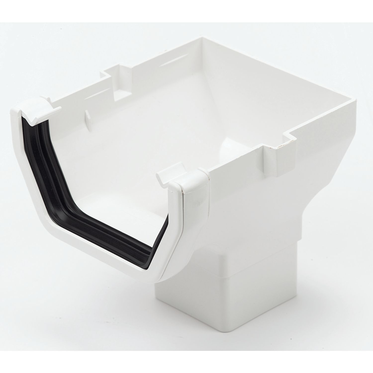 FloPlast uPVC Square Stop End Outlet White 114mm x 65mm (63578)