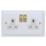 Varilight  13A 2-Gang 2-Pole Switched Socket Georgian White  with White Inserts