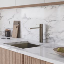 ETAL Servan Single Lever Kitchen Mixer Tap Brushed Steel