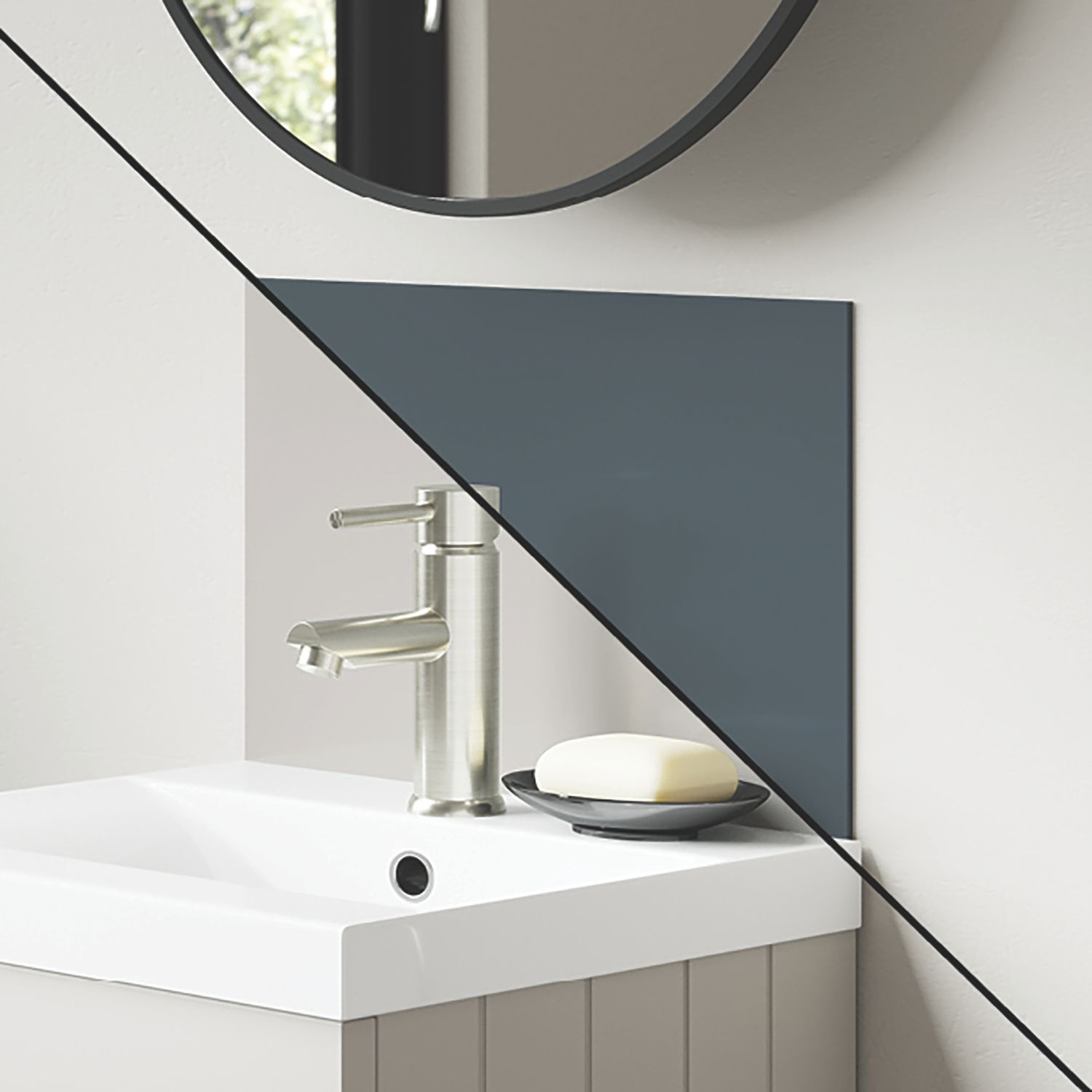 Splashwall Malibu / Storm Vanity Splashback Gloss Beige/Blue 250mm x 400mm x 4mm (635KU)
