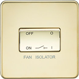 Knightsbridge  10AX 1-Gang TP Fan Isolator Switch Polished Brass