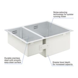 Grohe K700U Right Handed 1.5 Bowl Stainless Steel Undermount Sink  595mm x 450mm