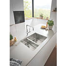 Grohe K700U Right Handed 1.5 Bowl Stainless Steel Undermount Sink  595mm x 450mm