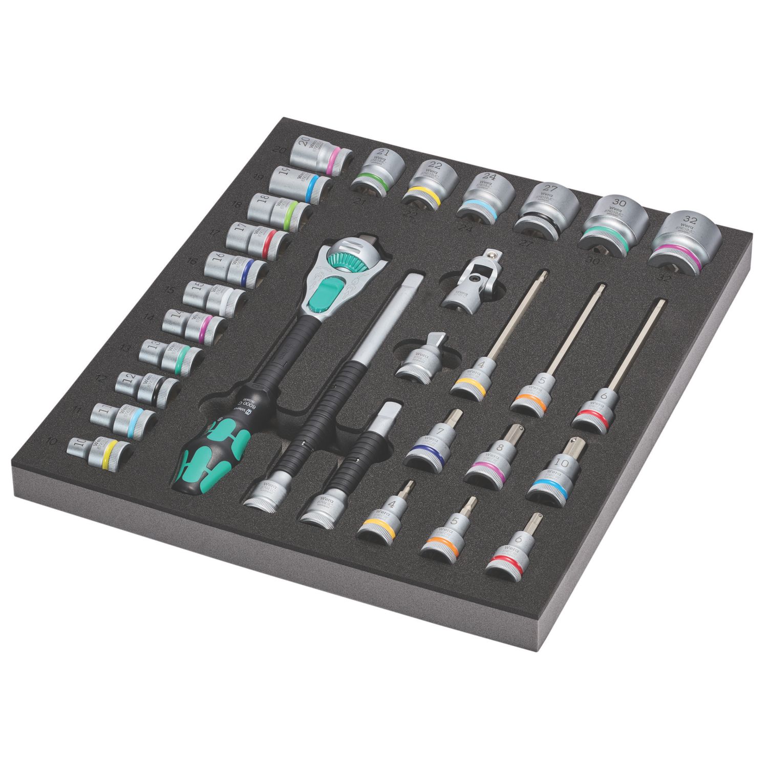 Wera 9722/8000 C Zyklop Speed Foam Insert 1/2" Drive Ratchet & Socket Set 31 Pcs (635XX)