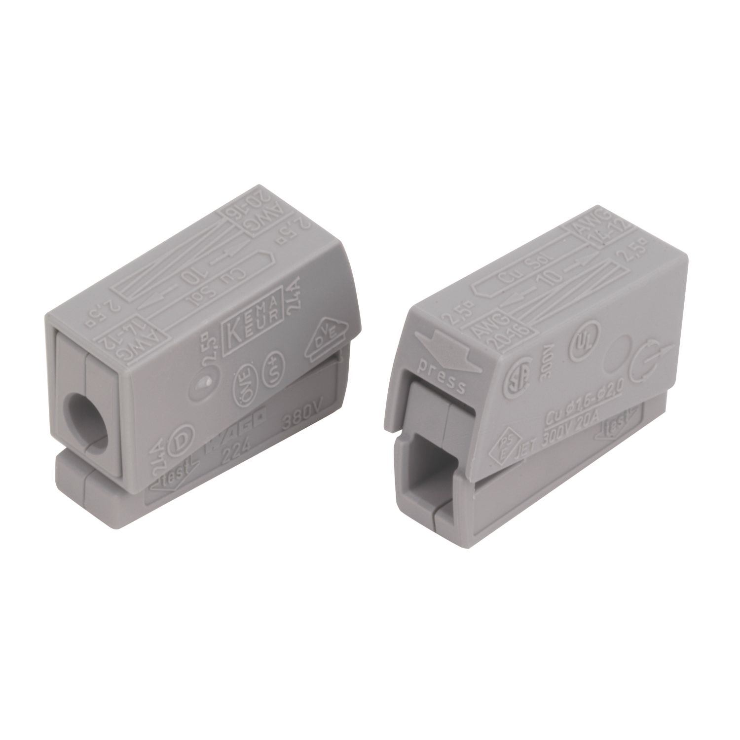 Wago 224-101 24A 2-Way Push-Wire Lighting Connectors 100 Pack (63634)
