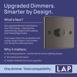 LAP  1-Gang 2-Way LED Dimmer Switch  Black Nickel with Colour-Matched Inserts