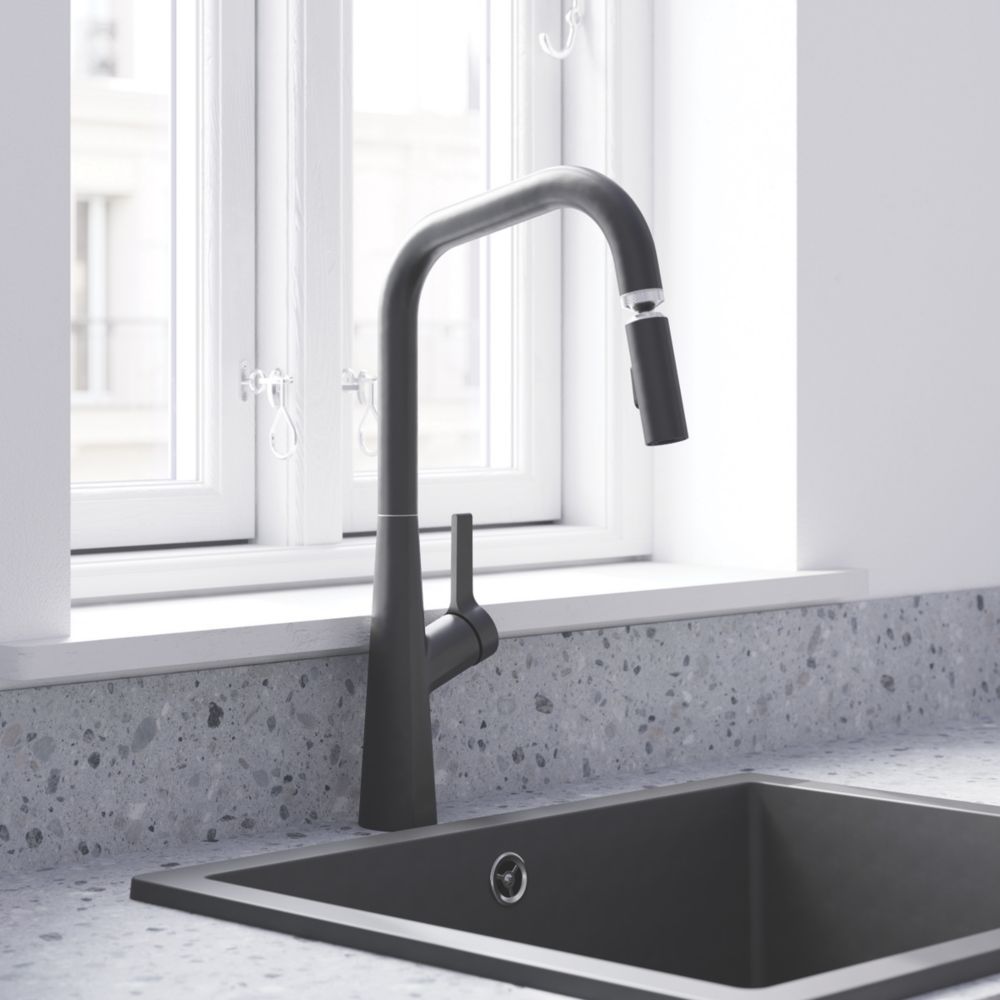 Harbour Acclaim Kitchen Tap with Flexible / Movable Multi-Function Spray -  Brushed Stainless Steel