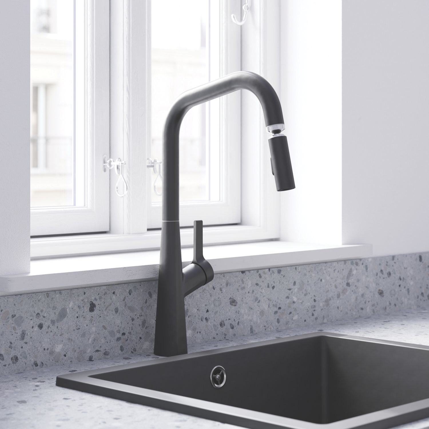 Swirl Berne Mixer Tap Matt Black (636FR)