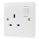 Vimark Pro 13A 1-Gang DP Switched Plug Socket White  with White Inserts