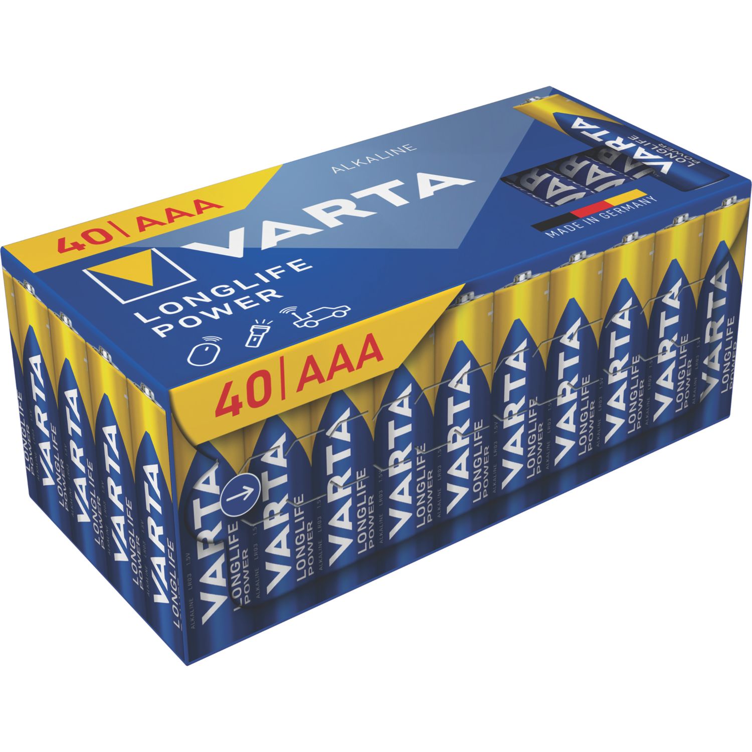 Varta Longlife Power AAA 1.5V Alkaline Batteries 40 Pack (636YW)