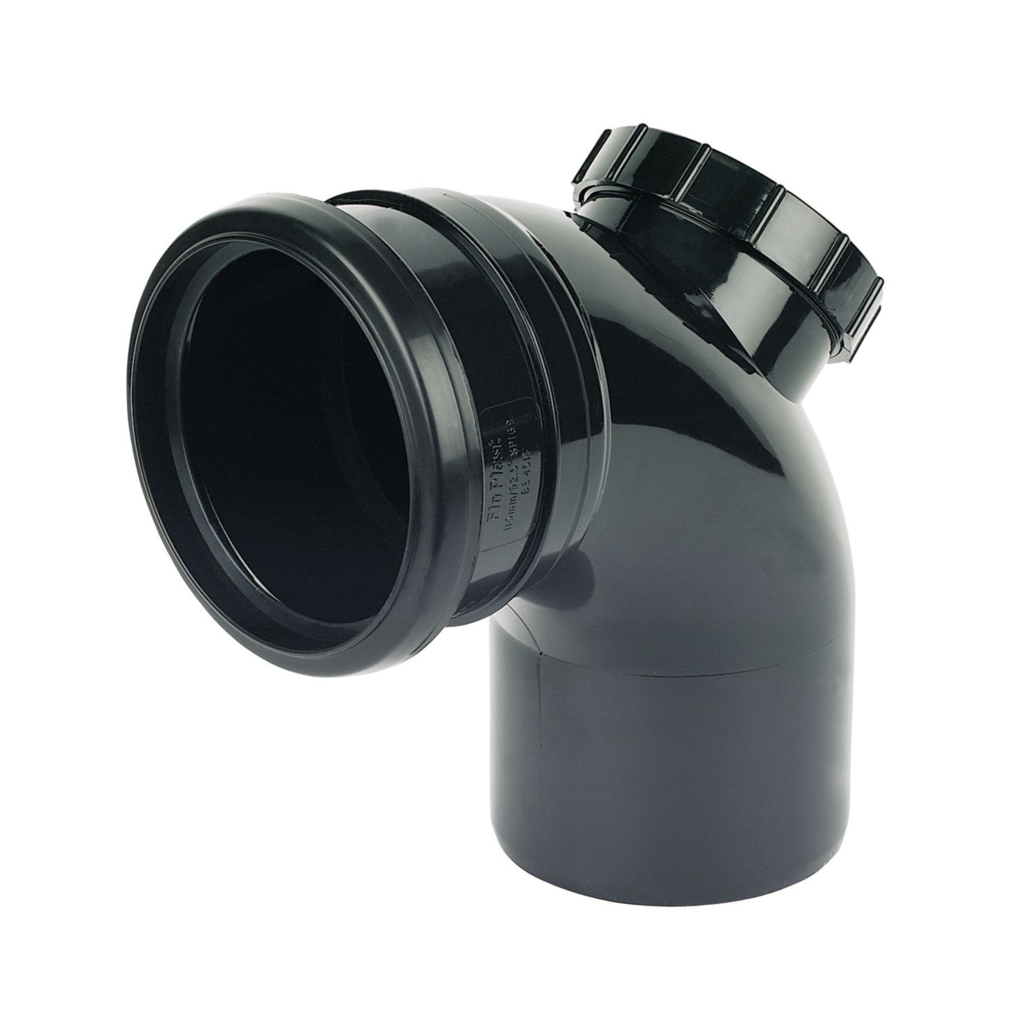 FloPlast Push-Fit -Boss 92.5° Single Socket Access Bend Black 110mm (63713)