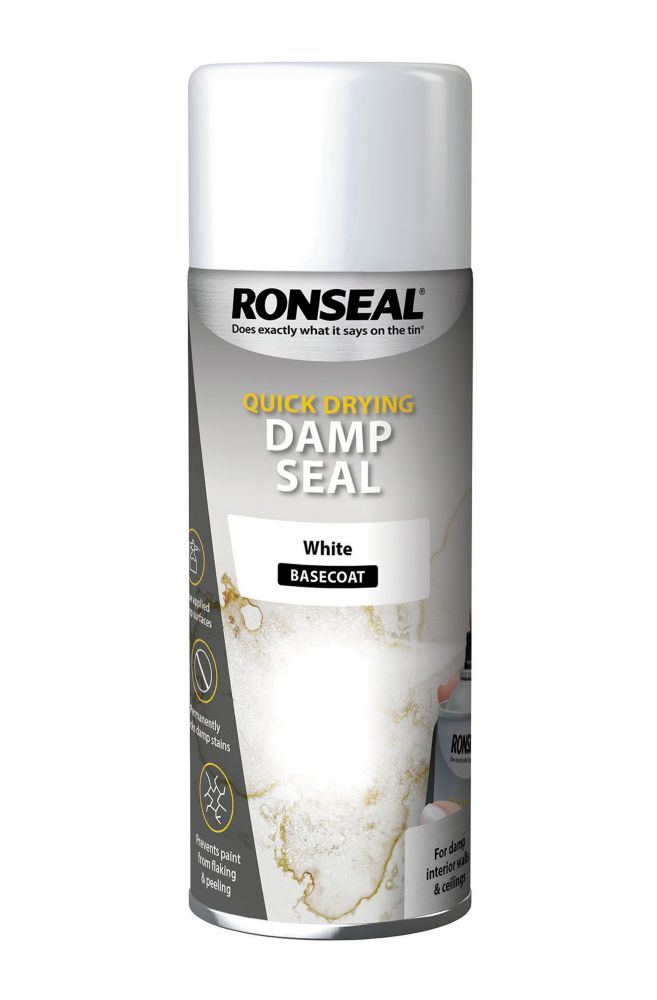Ronseal One Coat Damp Seal Aerosol White Natural Finish 400ml